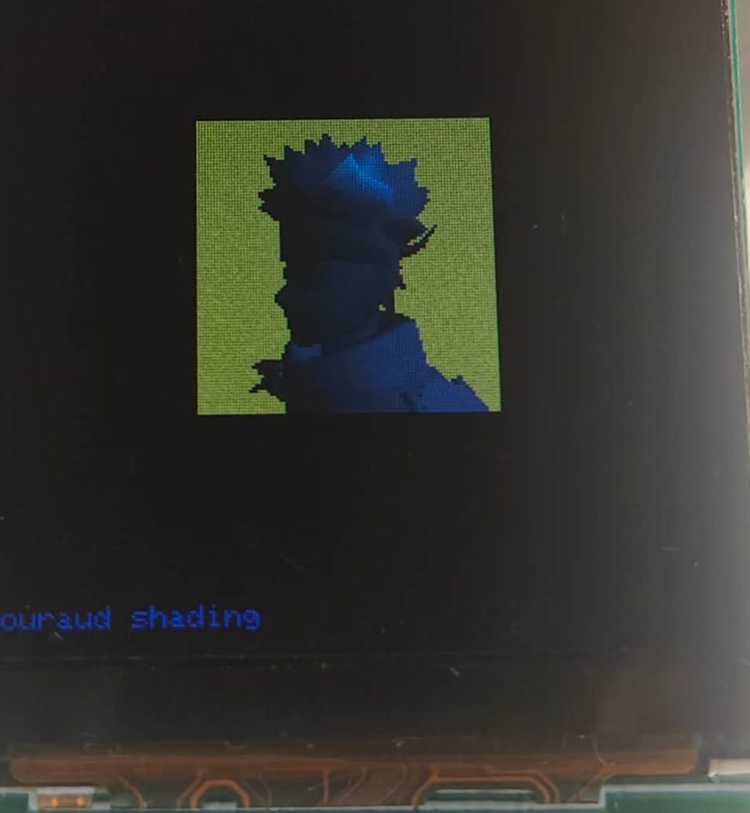 ESP32 rendering a 3D model with Gouraud shading on a TFT display